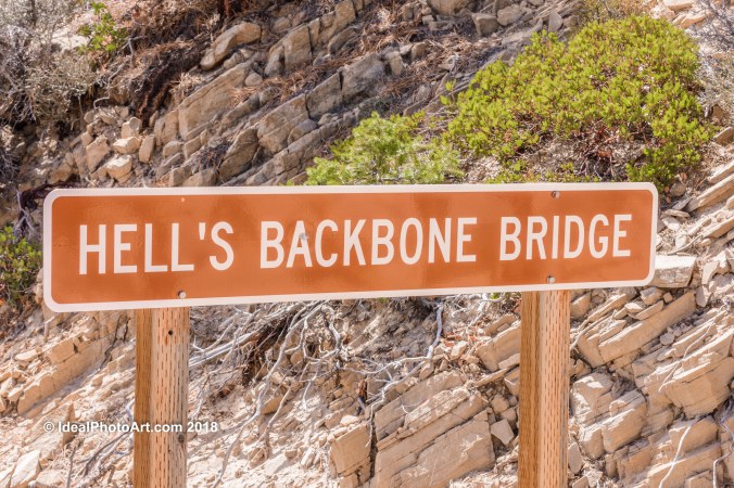 Hell's Back Bone Bridge sign.